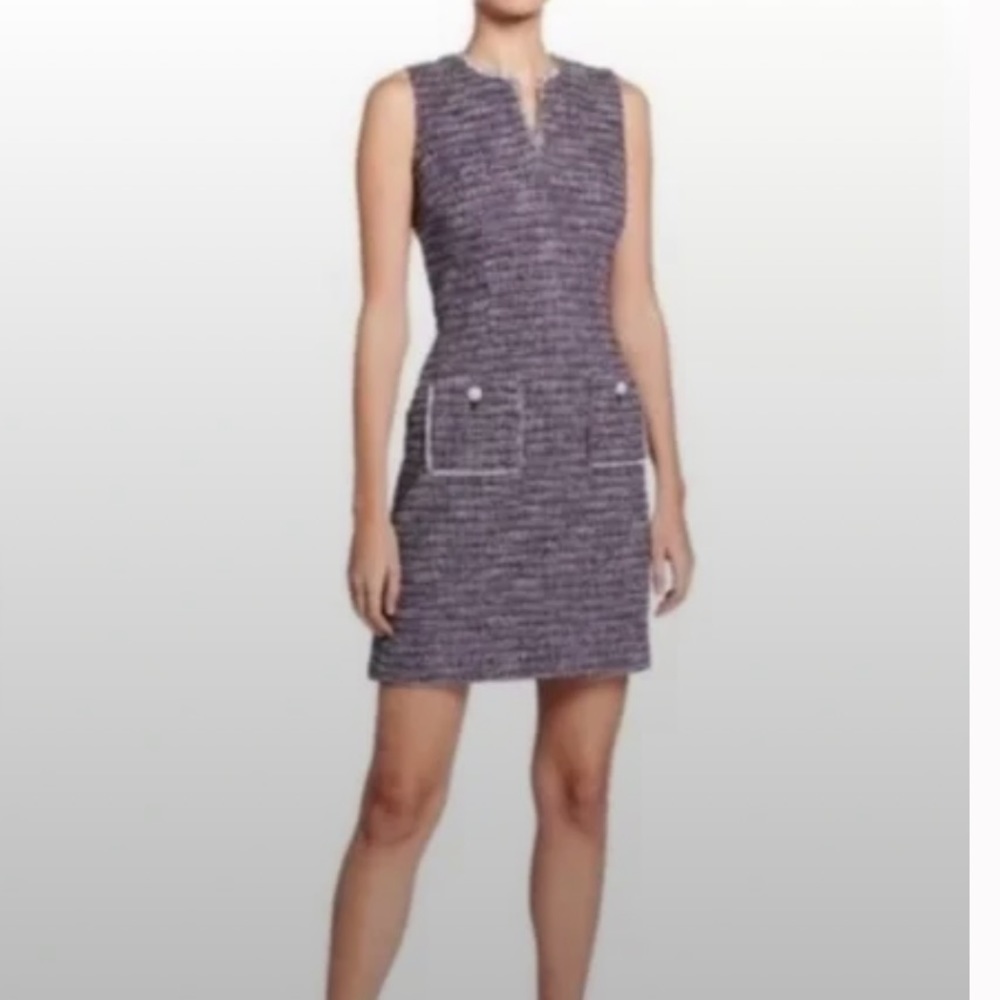 Karl Lagerfeld Purple Tweed Sleeveless Shift Dress Sz10